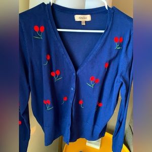 EUC Blue Cherry Cardigan by Timeless London Size 12